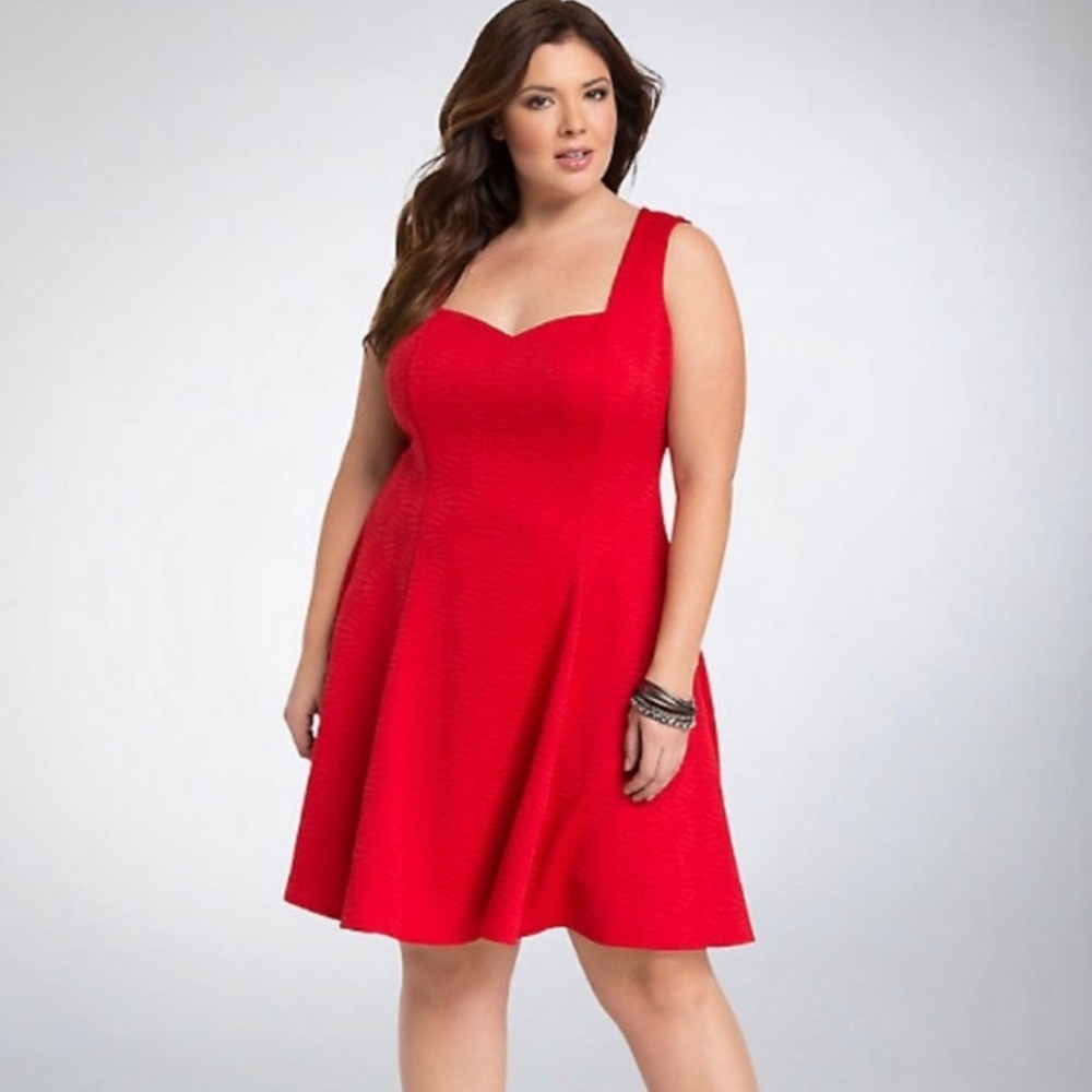 torrid textured sexy red fit & flare dress size 2